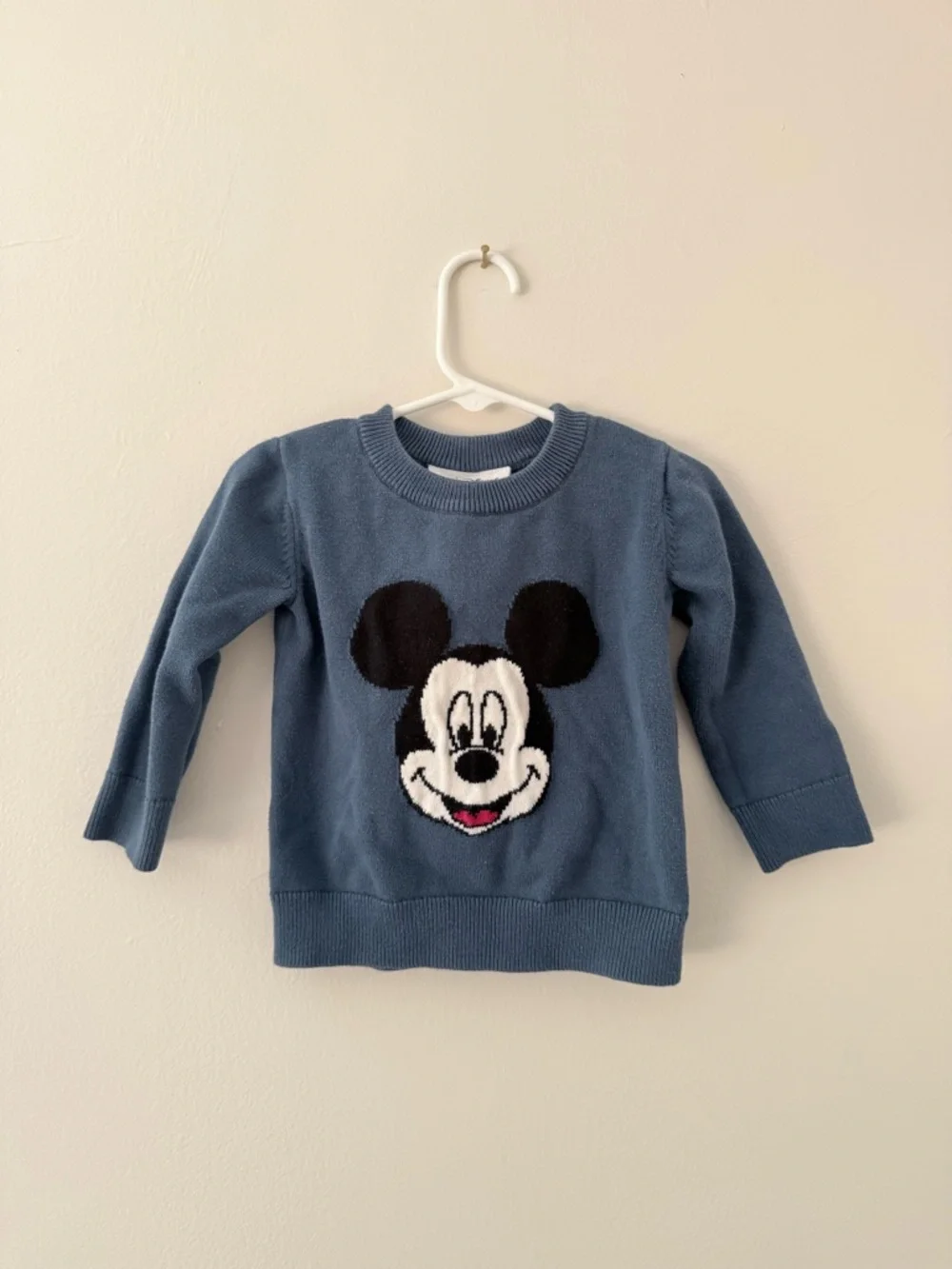 GAP Soft Blue Kids Mickey Mouse Knit Sweater 18-24 months Baby GAP Disney EUC - Picture 1 of 7